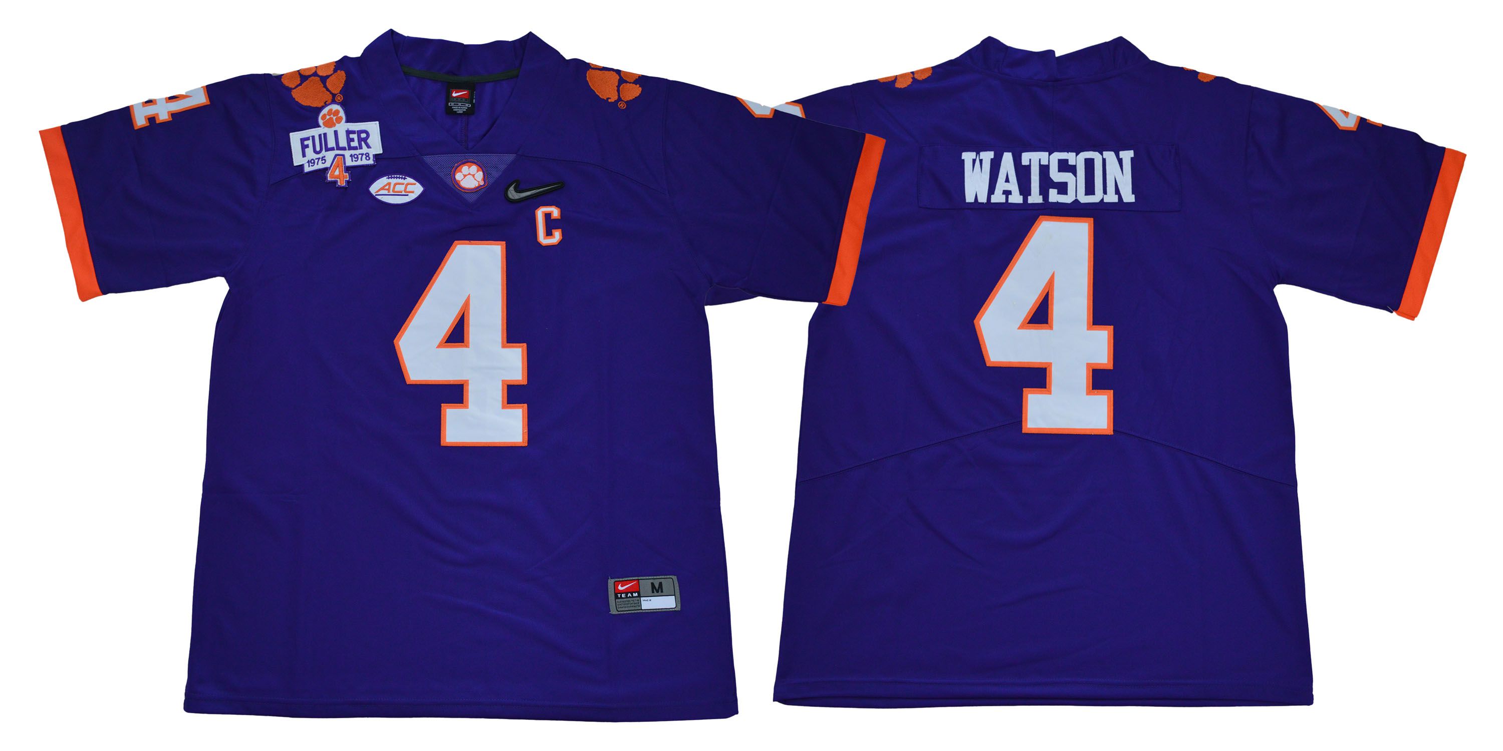 Men Clemson Tigers 4 Watson Purple Diamonds NCAA Jerseys